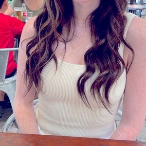 Aritzia beige sculpt knit tank